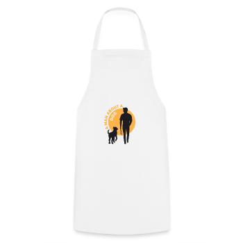 Dog and man - Cooking Apron - white - Front - AI Model Male 185 dark (185cm)