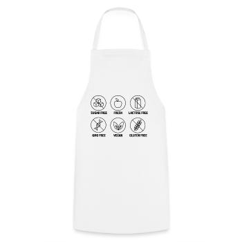 Sugar-Free Gluten-Free Lactose Intolerant Vegan - Cooking Apron - white - Front - AI Model Male 185 dark (185cm)