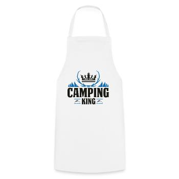 Camping King König Camper Zelten Urlaub Wohnmobil - Kochschürze - Weiß - Vorne - AI Model Male 185 dark (185cm)