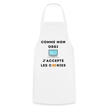 Comme mon ordi j'accepte les cookies - Tablier de cuisine - blanc - Devant - AI Model Male 185 dark (185cm)