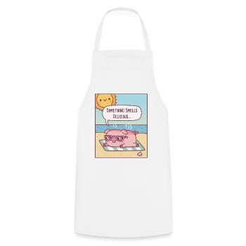 Pig Gets Sunburned, Something Smells Delicious - Cooking Apron - white - Front - AI Model Male 185 dark (185cm)