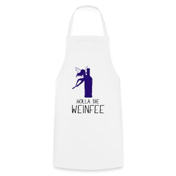 Weißwein Rotwein JGA Vino Wein - Holla die Weinfee - Kochschürze - Weiß - Vorne - AI Model Male 185 dark (185cm)
