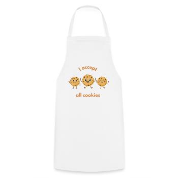 I accept all cookies - Cooking Apron - white - Front - AI Model Male 185 dark (185cm)