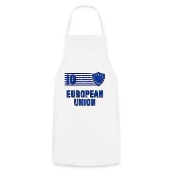 Équipe de football de l’Union européenne - Tablier de cuisine - blanc - Devant - AI Model Male 185 dark (185cm)