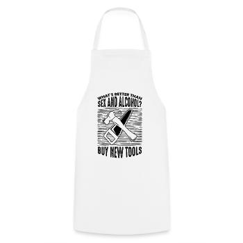 Quoi de mieux que le sexe et l'alcool? Acheter de nouveaux outils - Tablier de cuisine - blanc - Devant - AI Model Male 185 dark (185cm)