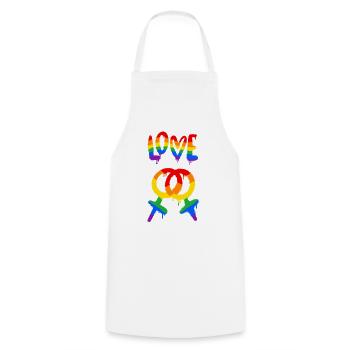 Pride gay love - Cadeaux Gay Pride - Tablier de cuisine - blanc - Devant - AI Model Male 185 dark (185cm)
