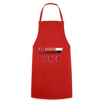 Jemen Fußball Mannschaft - Kochschürze - Rot - Vorne - AI Model Male 185 dark (185cm)