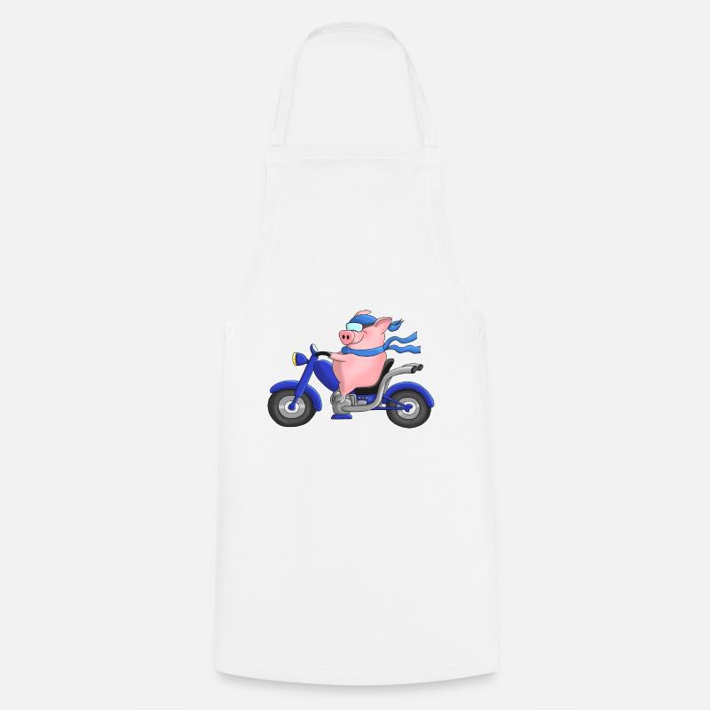 Funny motorcyclist on chopper - Cooking Apron - white