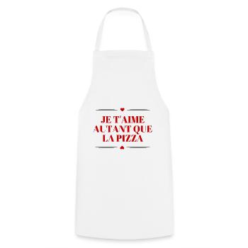 Je t’aime autant que la pizza - Tablier de cuisine - blanc - Devant - AI Model Male 185 dark (185cm)