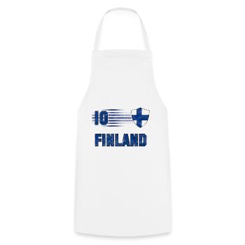Équipe de Finlande de football - Tablier de cuisine - blanc - Devant - AI Model Male 185 dark (185cm)