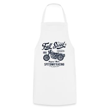 FULL SPEED BIKER - Vintage motorbike motif - Cooking Apron - white - Front - AI Model Male 185 dark (185cm)