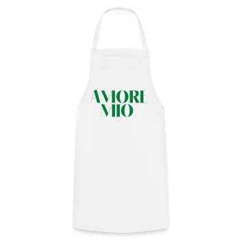 AMORE MIO MY LOVE green gift quote idea - Cooking Apron - white - Front - AI Model Male 185 dark (185cm)