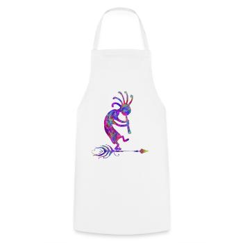 Native American Kokopelli With Feather 2 - Kochschürze - Weiß - Vorne - AI Model Male 185 dark (185cm)