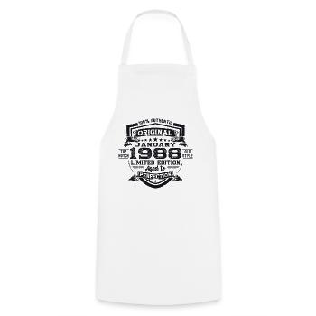 Né 1988 Janvier 35th anniversaire Homme cadeau - Tablier de cuisine - blanc - Devant - AI Model Male 185 dark (185cm)