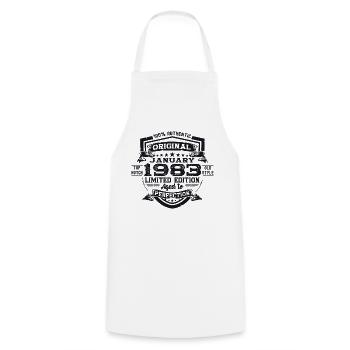 Born 1983 January 40th birthday Gift man - Cooking Apron - white - Front - AI Model Male 185 dark (185cm)