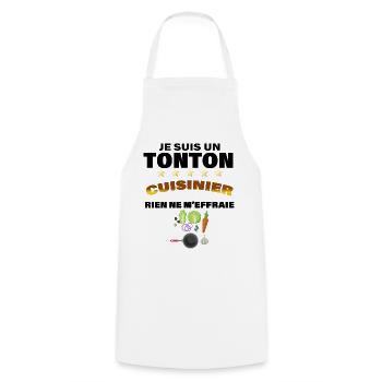 Tonton a la cuisine Oncle cuisinier - Tablier de cuisine - blanc - Devant - AI Model Male 185 dark (185cm)