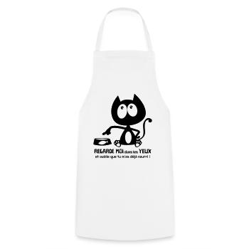 Chat noir mignon demande la nourriture ! humour - Tablier de cuisine - blanc - Devant - AI Model Male 185 dark (185cm)