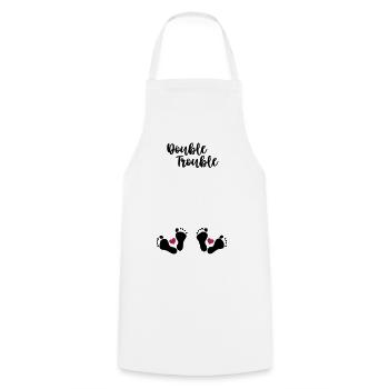 Double Trouble - Pregnant with twins - Cooking Apron - white - Front - AI Model Male 185 dark (185cm)