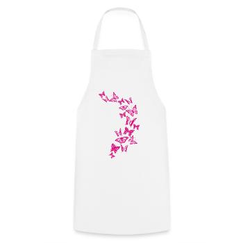 02 Papillons Rose - Tablier de cuisine - blanc - Devant - AI Model Male 185 dark (185cm)