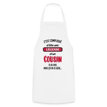 Cousin - Cousine - Famille - Naissance - Bébé - Cooking Apron - white - Front - AI Model Male 185 dark (185cm)