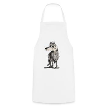 Lustiger Wolf I Comic Hund I Wölfe - Kochschürze - Weiß - Vorne - AI Model Male 185 dark (185cm)