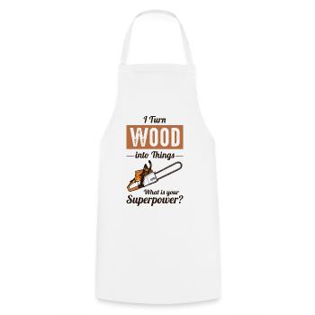 Bûcheron menuisier à la tronçonneuse - Tablier de cuisine - blanc - Devant - AI Model Male 185 dark (185cm)