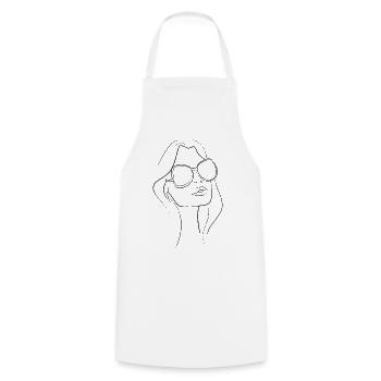 LINE ART WOMAN - Tablier de cuisine - blanc - Devant - AI Model Male 185 dark (185cm)