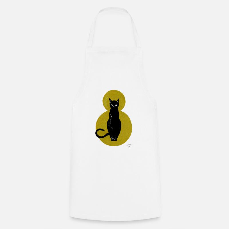 Chat sur fond doré - Tablier de cuisine - blanc