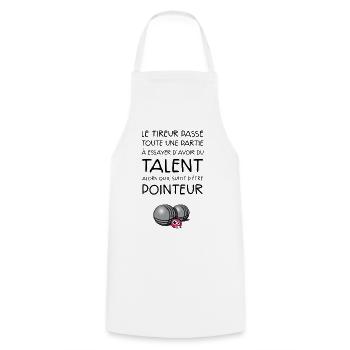 boules pétanque pointeur dicton - Tablier de cuisine - blanc - Devant - AI Model Male 185 dark (185cm)