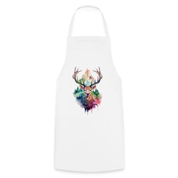 Cerf Cerf Bois animal Nature Forêt Montagnes sauvages - Tablier de cuisine - blanc - Devant - AI Model Male 185 dark (185cm)