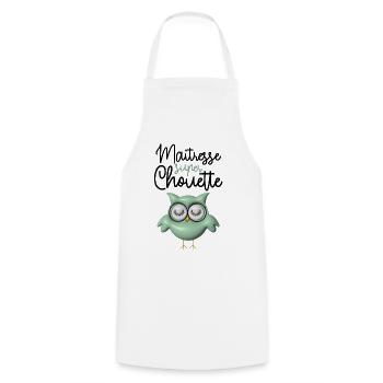 Maîtresse super chouette verte 3D - Tablier de cuisine - blanc - Devant - AI Model Male 185 dark (185cm)