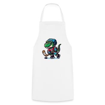 Joueur de hockey sur glace dino avec casque et bâton - Tablier de cuisine - blanc - Devant - AI Model Male 185 dark (185cm)