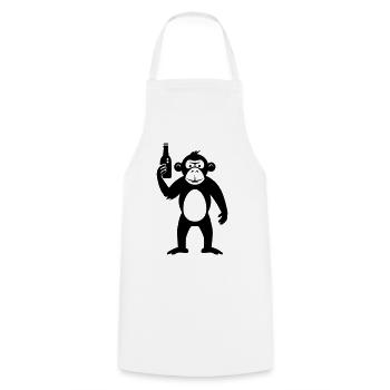 Affe mit Bierflasche - Kochschürze - Weiß - Vorne - AI Model Male 185 dark (185cm)