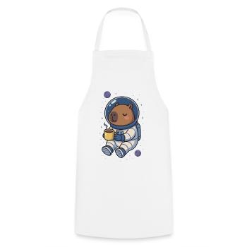Capybara Astronaut – Coffee in Space ☕🪐 - Cooking Apron - white - Front - AI Model Male 185 dark (185cm)