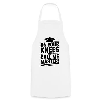 Un master universitaire : Dicton drôle - Tablier de cuisine - blanc - Devant - AI Model Male 185 dark (185cm)