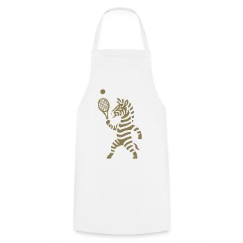 Minimalistische Zebra Tennis Spieler Silhouette  - Kochschürze - Weiß - Vorne - AI Model Male 185 dark (185cm)