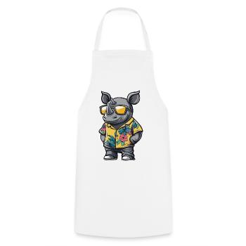 Vacances de bandes dessinées Rhino - Tablier de cuisine - blanc - Devant - AI Model Male 185 dark (185cm)
