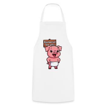 Cricket sign with pig - Cooking Apron - white - Front - AI Model Male 185 dark (185cm)