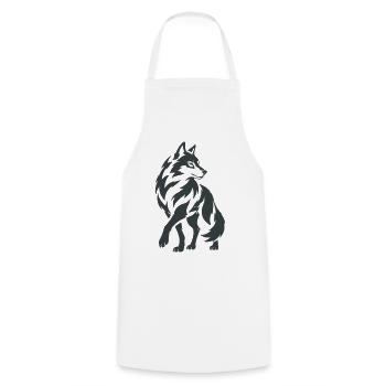 Geometrischer Wolf – Silhouette - Kochschürze - Weiß - Vorne - AI Model Male 185 dark (185cm)