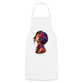 Butterfly Blossoms Wreath - Cooking Apron - white - Front - AI Model Male 185 dark (185cm)