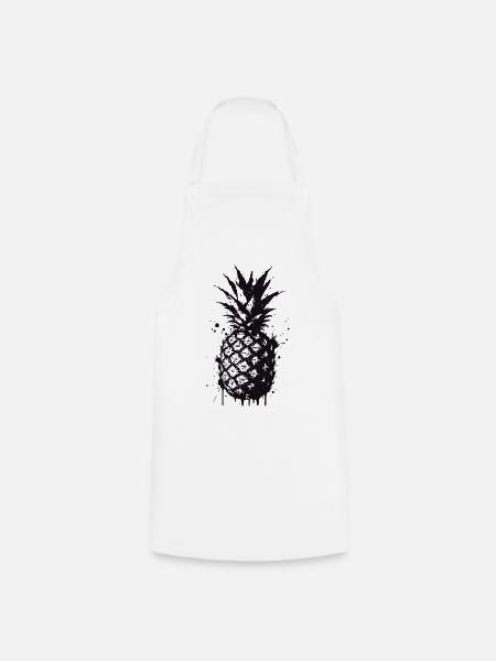 Pineapple Splash Black - Kochschürze - Weiß