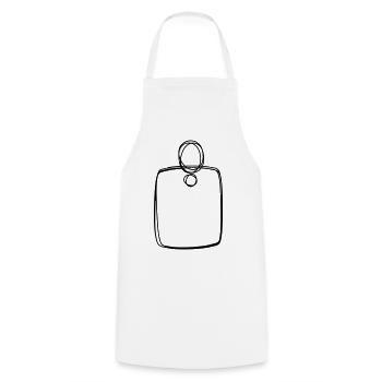 Kofferanhänger handgezeichnet - Kochschürze - Weiß - Vorne - AI Model Male 185 dark (185cm)