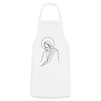 Jesus-Linienkunst - Kochschürze - Weiß - Vorne - AI Model Male 185 dark (185cm)