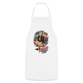 Rockabilly Forever Pin Up Girl mit Kirsche - Kochschürze - Weiß - Vorne - AI Model Male 185 dark (185cm)