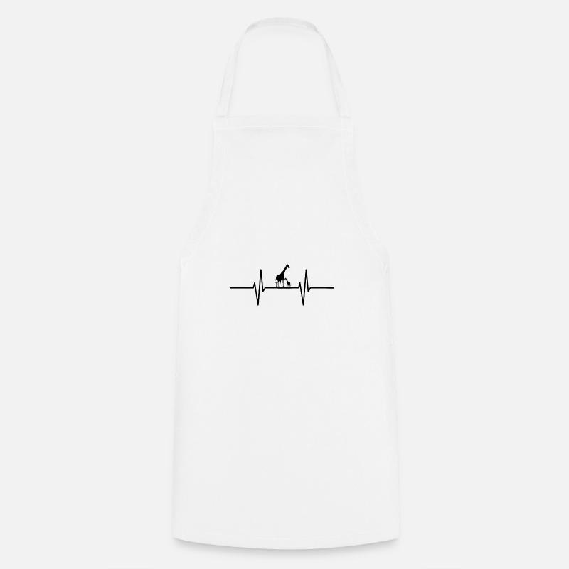 Heartbeat with giraffes - Cooking Apron - white