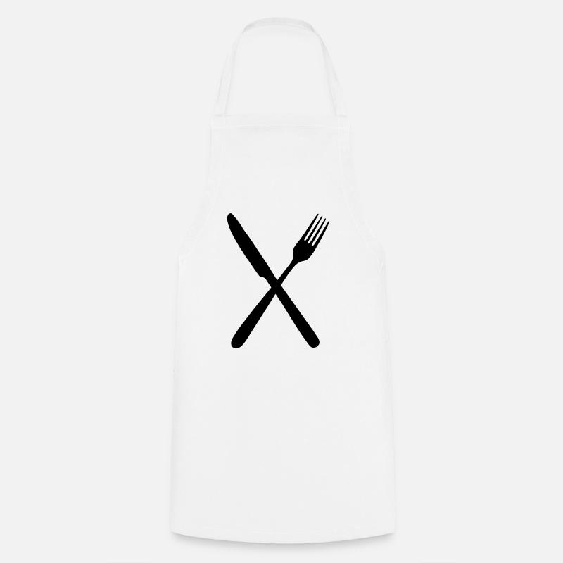 Fourchette et couteau - Tablier de cuisine - blanc