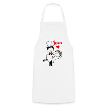 Couple marié - Tablier de cuisine - blanc - Devant - AI Model Male 185 dark (185cm)
