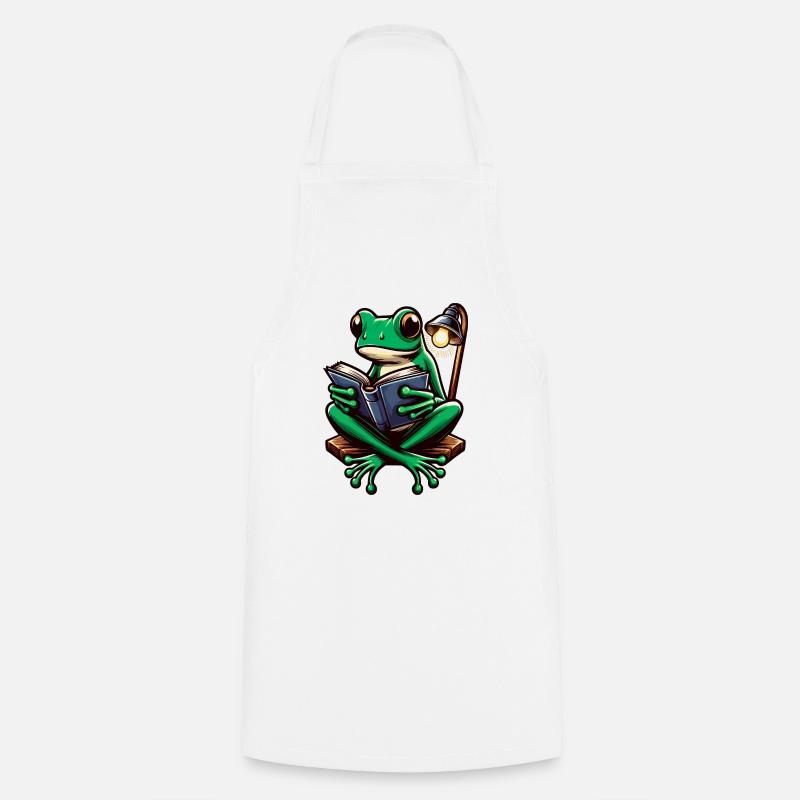 Frog with book - Cooking Apron - white