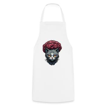Cool Cat / Funny / Animal / Pet / Crazy - Cooking Apron - white - Front - AI Model Male 185 dark (185cm)