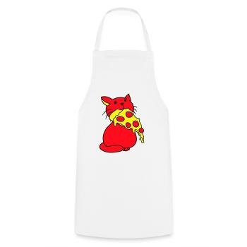 Katze Isst Salami Pizza Hunger Fast Food Essen - Kochschürze - Weiß - Vorne - AI Model Male 185 dark (185cm)